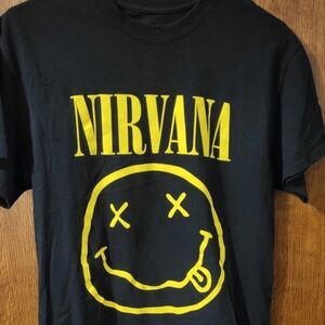 T-Shirt Nirvana Graphic Print Smiley Face Men's Med Womens Large